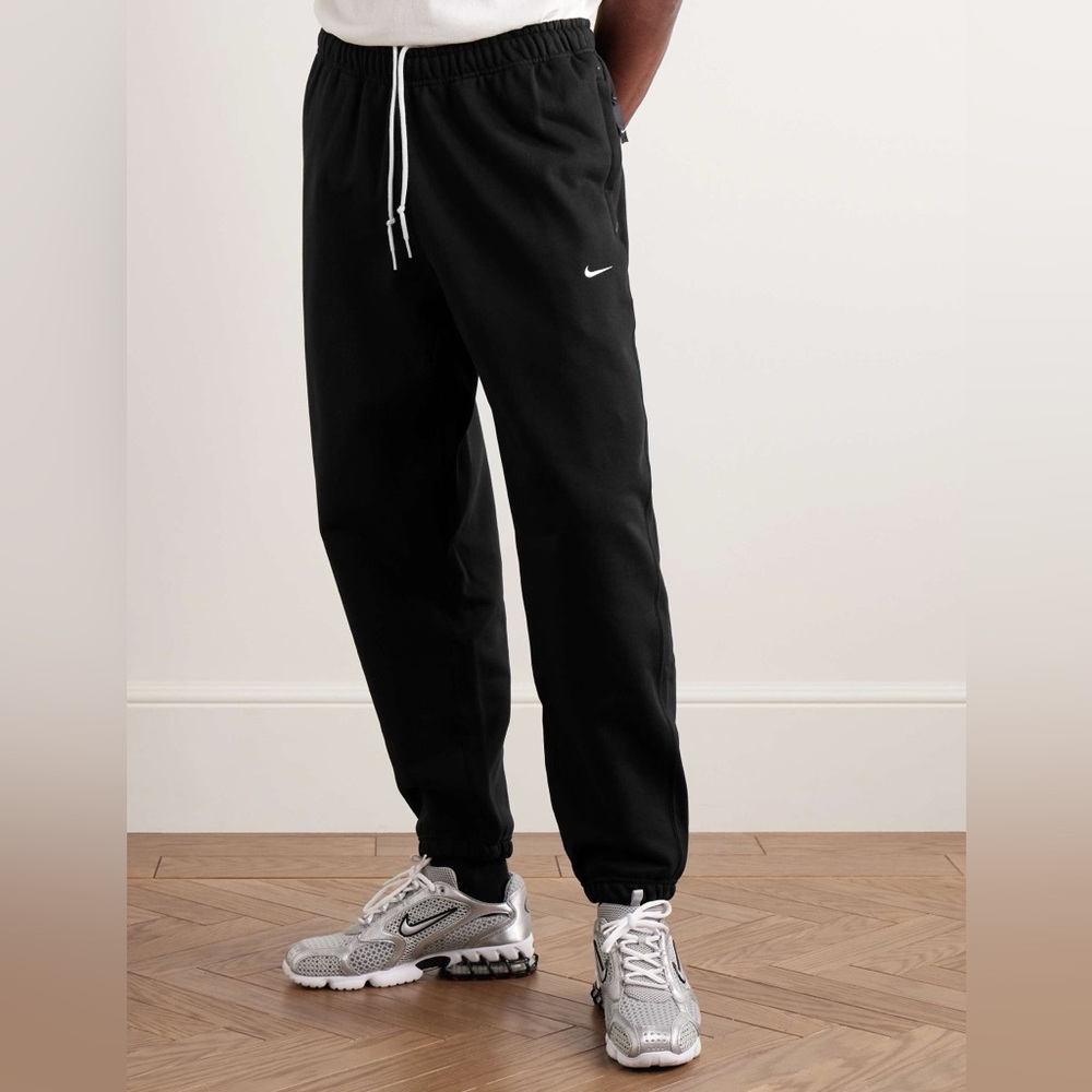 NWOT NIKE Solo Swoosh Tapered Logo-Embroidered Cotton-Blend Sweatpants